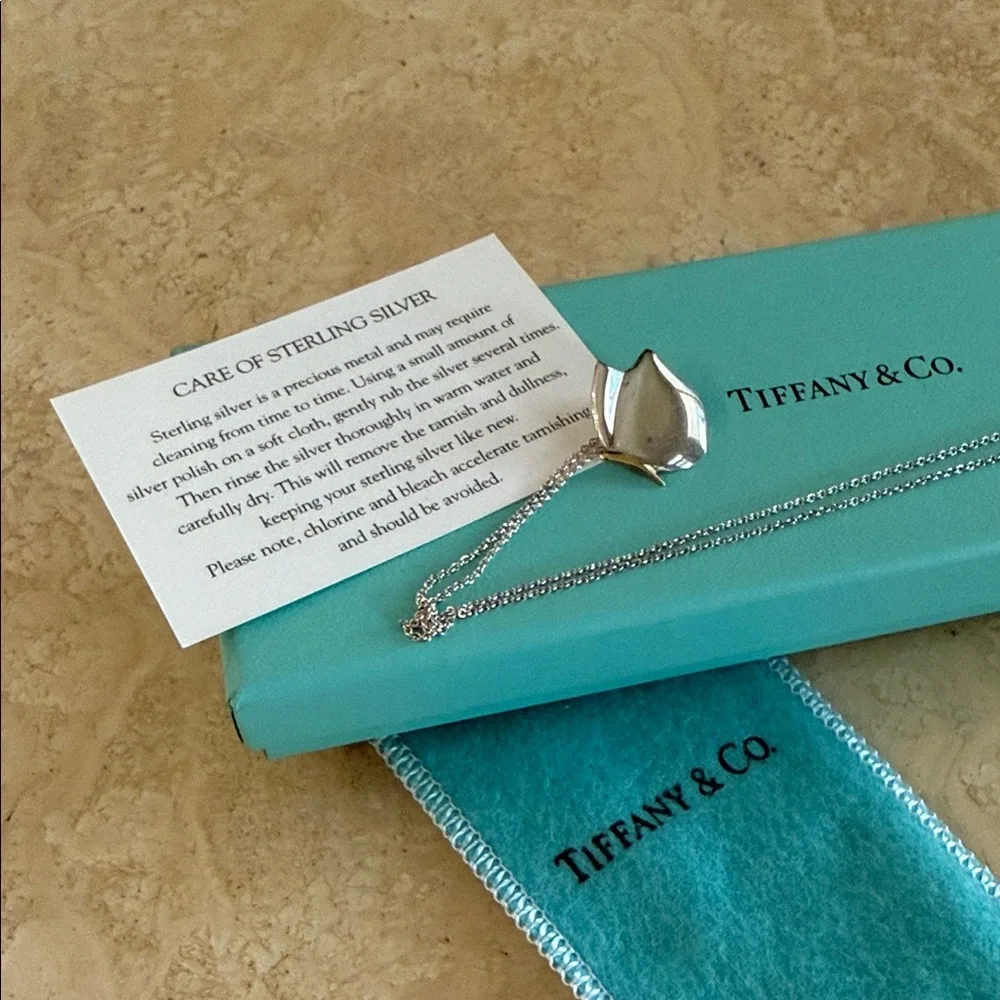 Tiffany & Co. 18K Gold & Sterling Pendant Butterfly Necklace